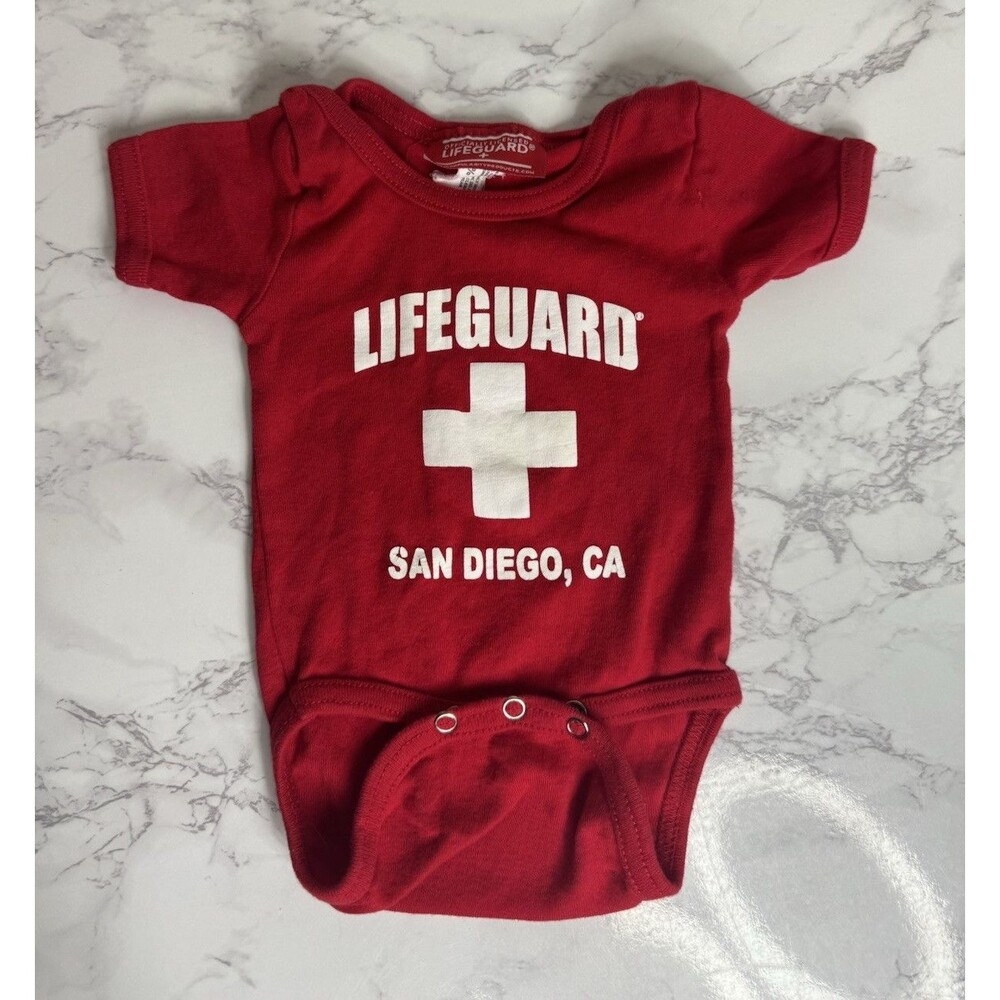 Lifeguard Red Cotton Graphic Print Short Sleeve Bodysuit 6-9 Months